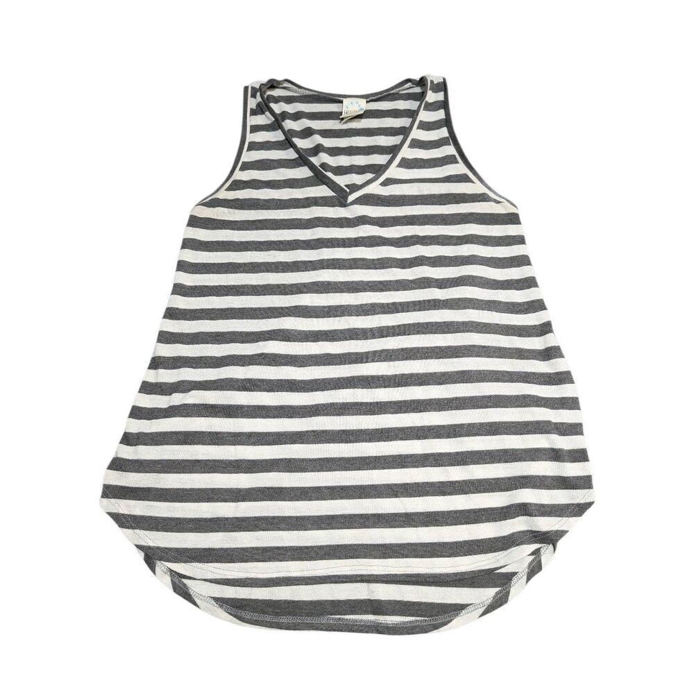 FreeLoader Black and White (or ivory/gray) Striped V-neck Tank Top in a Women's